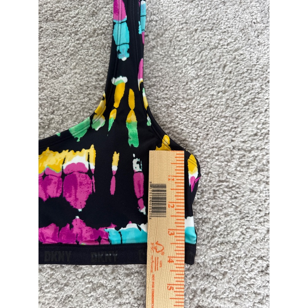 DKNY Abstract Colorful Print Sports Bra Sz L Workout Athleisure Sporty - Picture 5 of 5